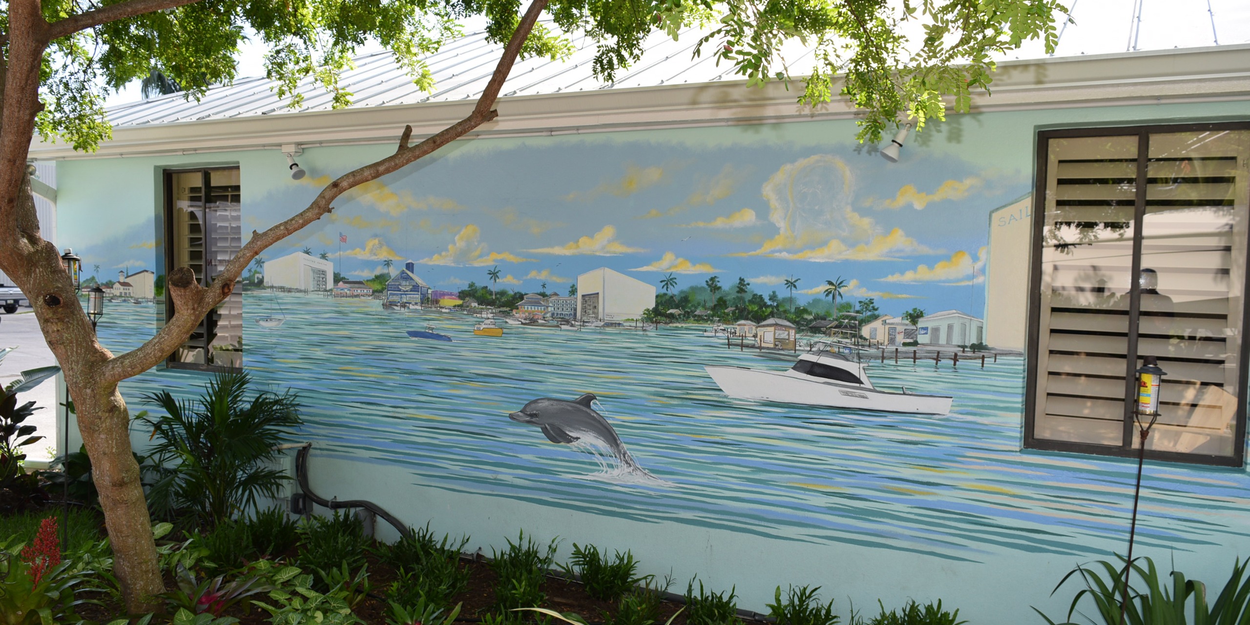 Office Mural Mural of the Manatee Pocket on MYPS Building